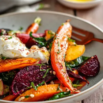 Roasted Beets and Carrots Salad with Burrata