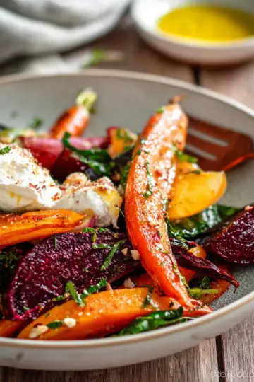 Roasted Beets and Carrots Salad with Burrata