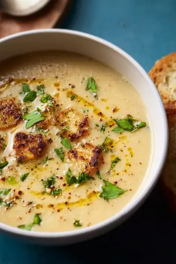 Roasted Garlic, Potato, and Parmesan Soup