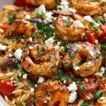 Greek Shrimp with Orzo and Feta