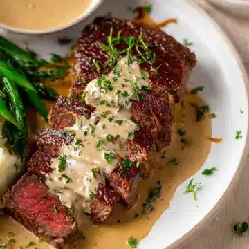 Steak with Garlic Cream Sauce
