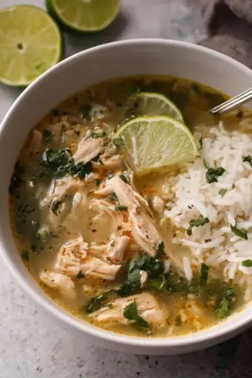 Ginger Lime Chicken and Rice Soup.