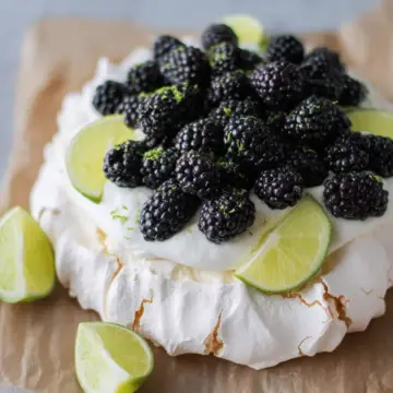 Pavlova with Blackberry, Lime, and Cardamom
