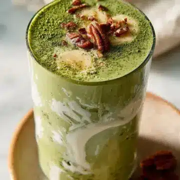 Matcha Banana Breakfast Smoothie with Toasted Pecans