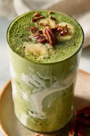 Matcha Banana Breakfast Smoothie with Toasted Pecans