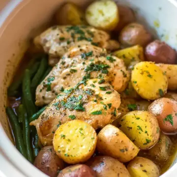 Slow Cooker Garlic Butter Chicken & Potatoes