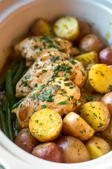 Slow Cooker Garlic Butter Chicken & Potatoes
