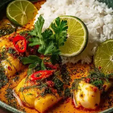 Coconut Lime Fish Curry with Jasmine Rice