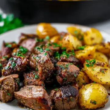 Butter Steak Bites with Garlic Herb Potatoes