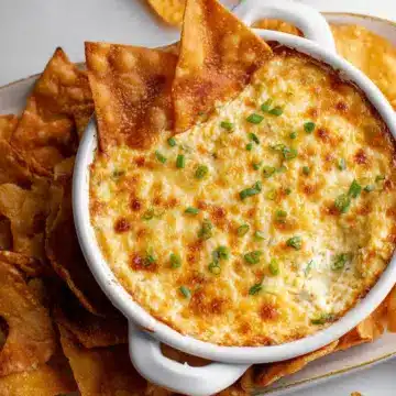 Crab Rangoon Dip with Crispy Wonton Chips