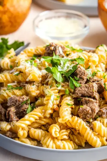 Garlic Parmesan Beef Pasta