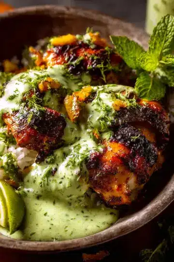 Peruvian Chicken with Creamy Green Sauce.