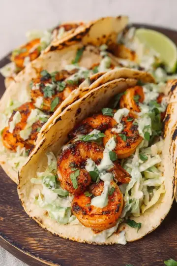 Cilantro Lime Shrimp Tacos with Creamy Slaw