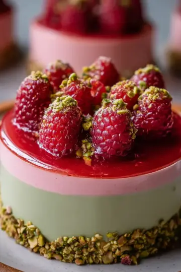 Raspberry Pistachio Mousse Cakes