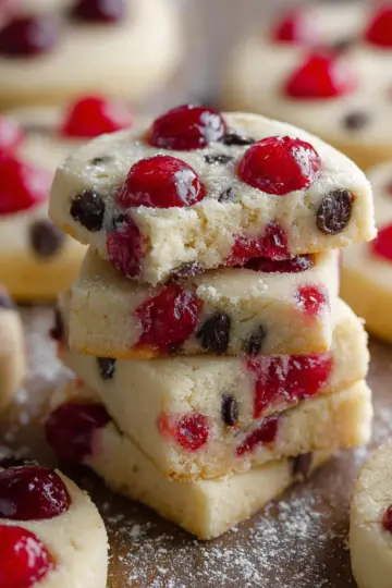 Christmas Maraschino Cherry Shortbread Cookies