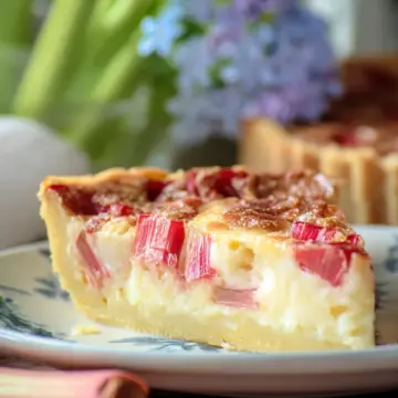 Crustless Rhubarb Custard Pie - Creamy, Tangy, and Oh-So-Easy-Peasy! (Plus a Quick Garden Peek)