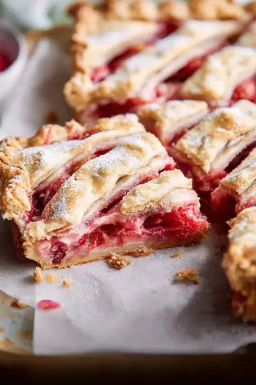 Raspberry Rhubarb Slab Pie