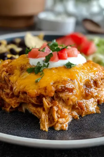 Slow Cooker Chicken Enchilada Casserole