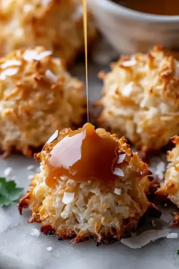 No Bake Salted Caramel Coconut Macaroons
