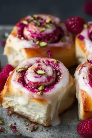 Raspberry and Rose Cheesecake Buns