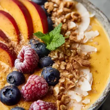 Dairy-Free Peach Turmeric Smoothie Bowl