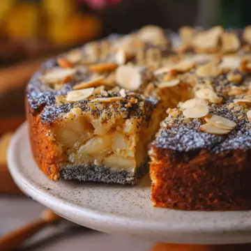 German Apple Poppy Seed Cake with Almonds
