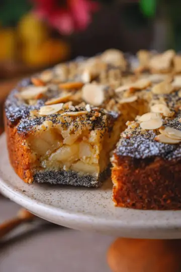 German Apple Poppy Seed Cake with Almonds