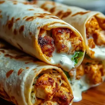 Cozy Cheesy Garlic Chicken Wraps