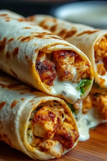 Cozy Cheesy Garlic Chicken Wraps
