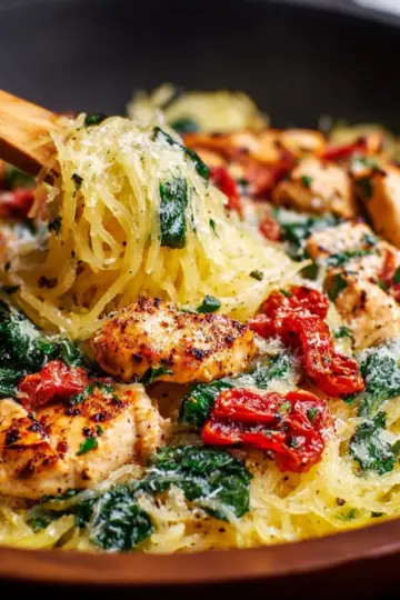 Tuscan Chicken and Spaghetti Squash Skillet Recipe