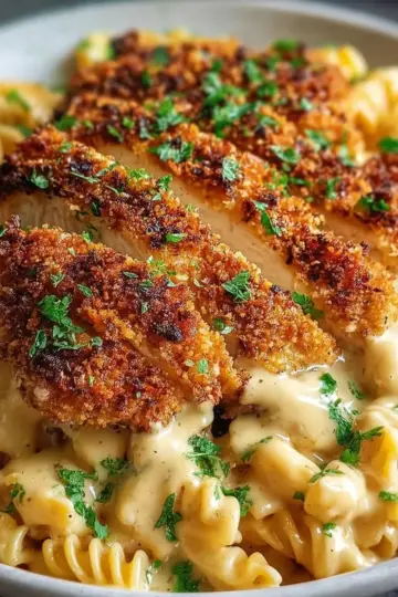 Crispy Chicken with Creamy Parmesan Pasta Recipe