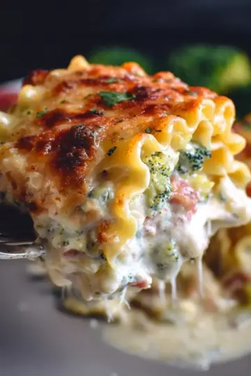 Ham and Broccoli Creamy Lasagna Roll Ups